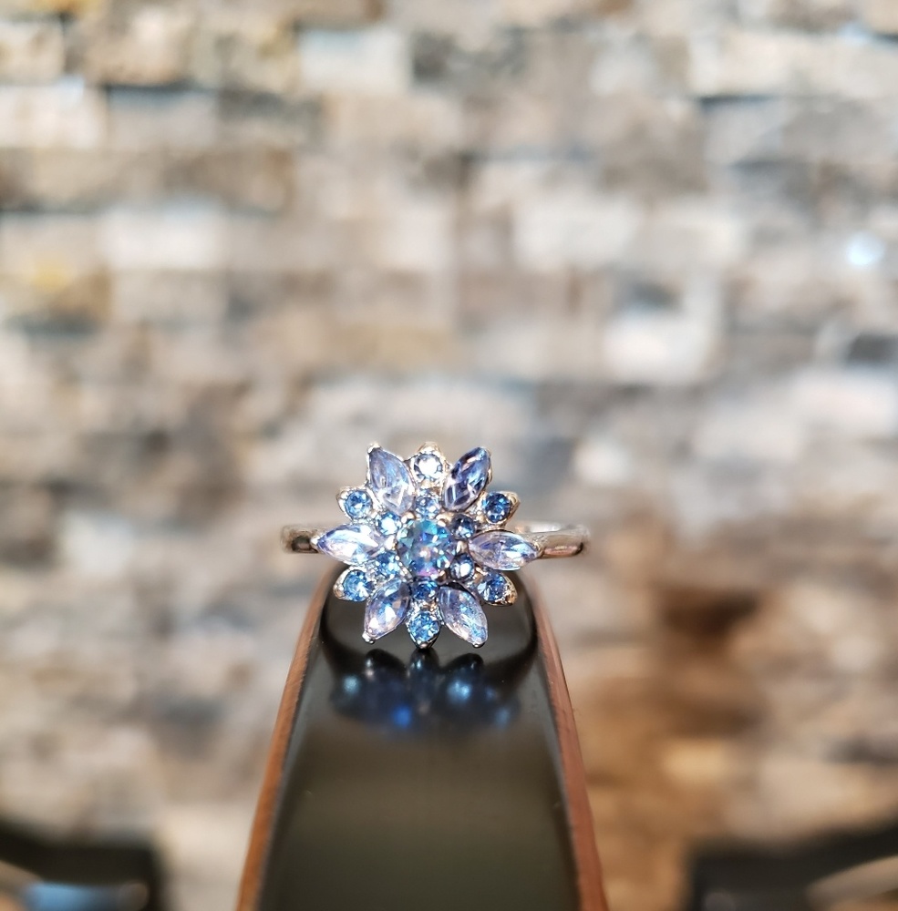 Blue Flower Swarovski Crystal ring